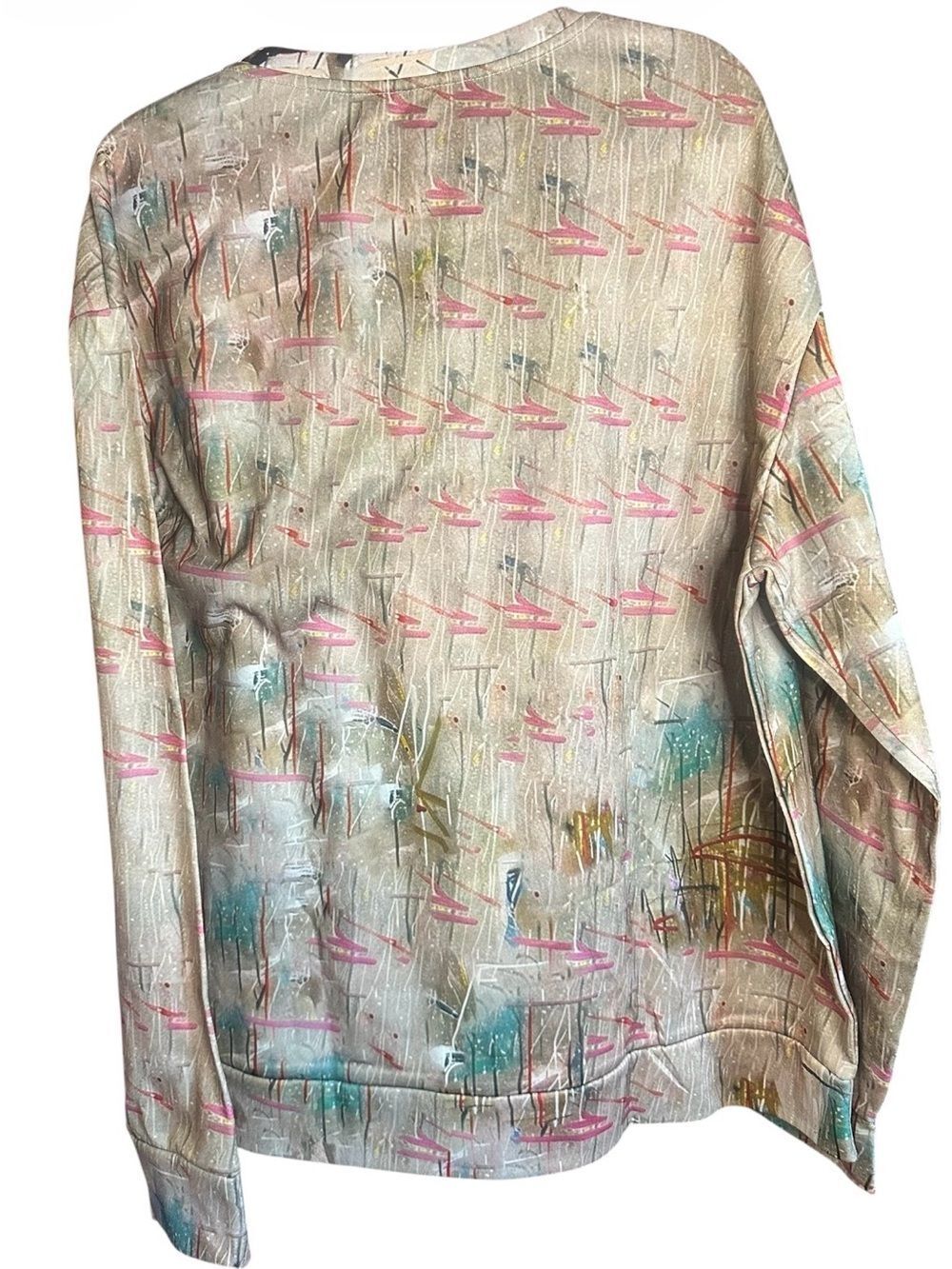 Graphic art inspired Crown Portrait unisex Long Sleeve Top. Size XL - Picture 3 of 6